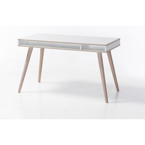 Schreibtisch ></noscript>Billund< in weiß/Eiche Sägerau - 120x73x60cm (BxHxT)