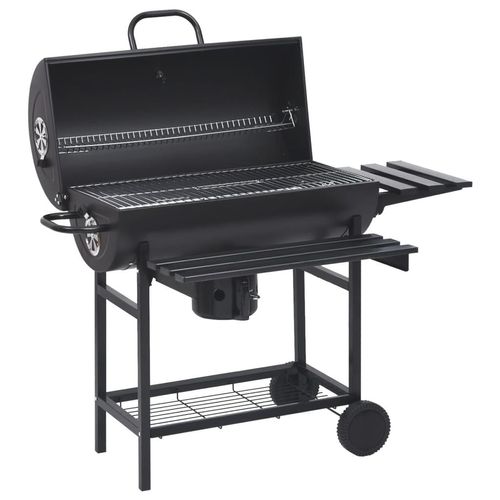 Cloris Designermöbel Grillwagen mit Rädern und Ablagen Schwarz Stahl 115x85x95 cm 2024 Neu