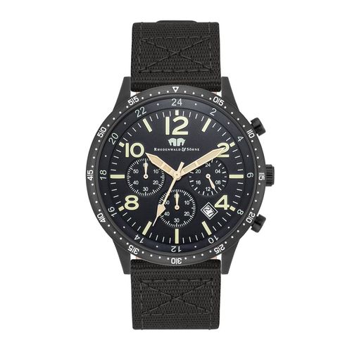 Herren Chronograph schwarz Nylon schwarz