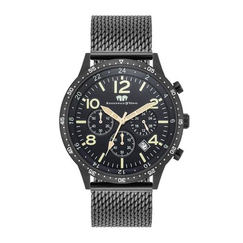 Herren Chronograph schwarz Edelstahl schwarz