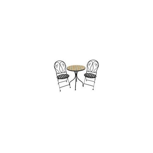 Mosaik Bistro Set 3tlg. Eisen Set Gartenset Sitzgruppe Gartenmöbel klappbar