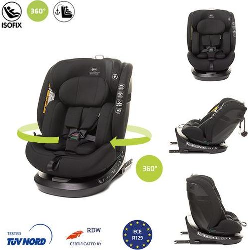 4BABY ROTO-FIX I-SIZE Kinderstiz drehbar mit ISOFIX ,Autositz 0-36kg, 40-150 cm, Reboarder kindersitz R129, einstellbare Kopfstütz, Schwarz