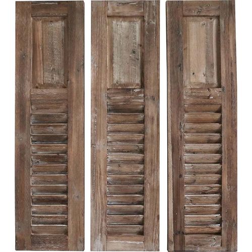 Wanddeko SHUTTERS braun aus Holz Fensterladen H110cm im Landhausstil 3tlg.