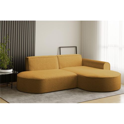 Ecksofa Designersofa BONDY in Stoff Ascot Senfgelb Ottomane Rechts