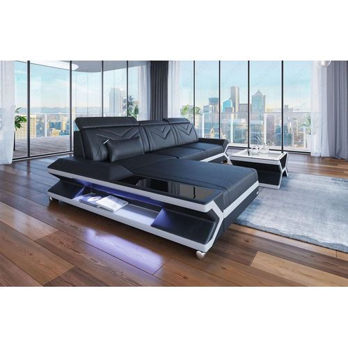 Ecksofa Napoli Kunst-Echtleder Mix