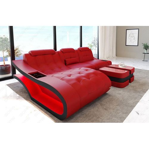 Ledersofa Elegante L Form Mini Premium Kunstleder