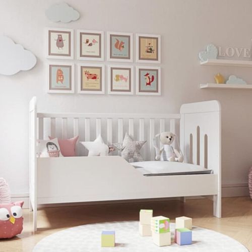 Need Sleep Babybett Lilia120x60 cm mit einer Barriere für das ältere Kind Höhenverstellbar - Beistellbett Baby Bed weiß