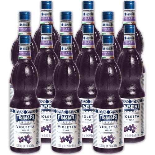 Food-United MIXYBAR-VEILCHEN-BLÜTEN-FABBRI Sirup 12x1L PET-Flasche - Sciroppo Di Viola Italien - ohne Aroma- Farb- & Konservierungsmittel - Veilchensirup geeignet für Violet-Spritz Violet-SBritz, Drinks mit und ohne Alkohol & Eis-Tee - oder auch für Limo