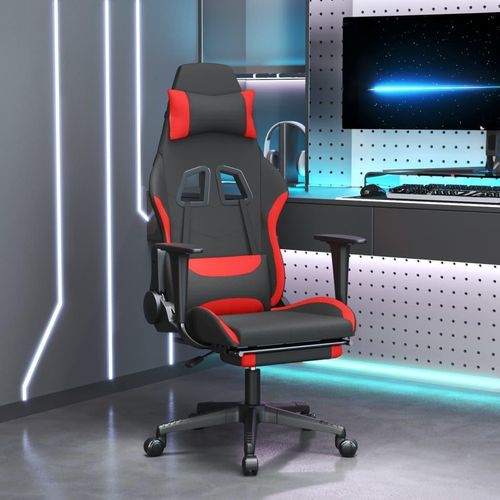 Gaming-Stuhl mit Fußstütze Schwarz und Hellgrün Stoff