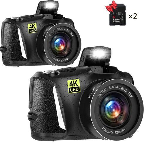 (2er Pack)4K 60FPS Ultra HD Videoaufnahme 48 Megapixel
