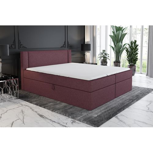 Boxspringbett ARO 160x200 mit 2 Bettkästen, Bonell-Matratze und Topper. Farbe: Viollet.