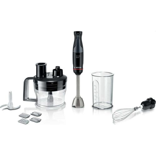 Mixer, Bosch MSM4B670, SER4, Mixer, ErgoMaster, 1000 W, dynamische Geschwindigkeitsregelung, QuattroBlade System Pro, inklusive Mixer, Messbecher, Küchenmaschine und Edelstahl-Schneebesen, Schwarz, Anthrazit