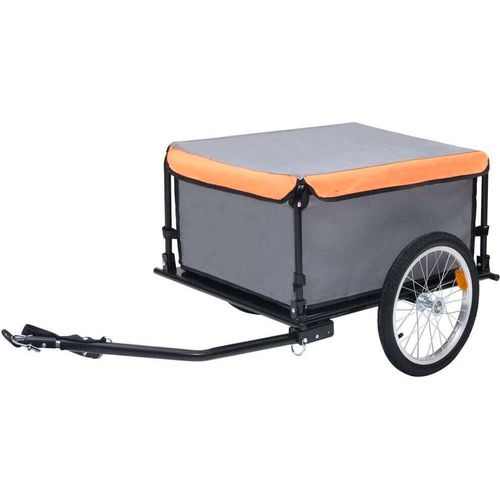 Fahrradanhänger Grau und Orange 65 kg