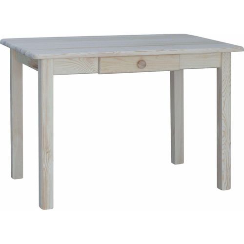 Tisch mit Schublade aus massivem Kiefernholz unbehandelt 100 x 60 cm