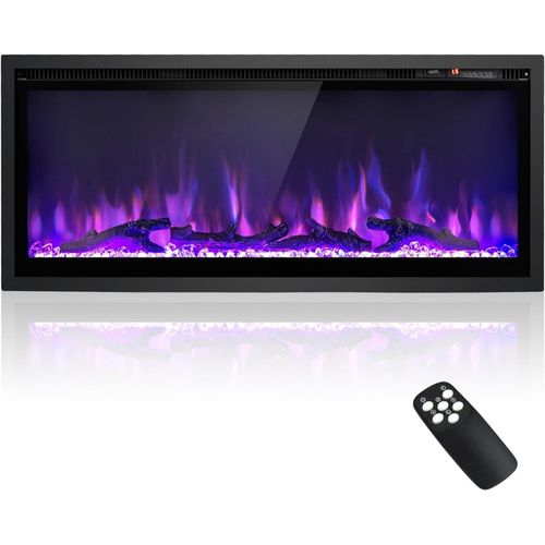 GOPLUS 91 cm Elektrokamin, Elektrischer Wandkamin mit Fernbedienung & Touchscreen, Kaminofen Wand mit 9 Farben Flammeneffekte & 5 einstellbaren Helligkeitsstufen, 750 W/1500 W Heizlüfterfunktion