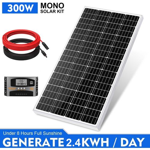 300W Solaranlage Komplettpaket PV Solarmodul Solarpanel Inselanlage Garten Boot