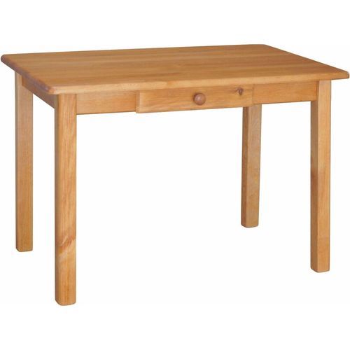 Tisch mit Schublade aus massivem Kiefernholz in der Farbe Alder 100 x 60 cm