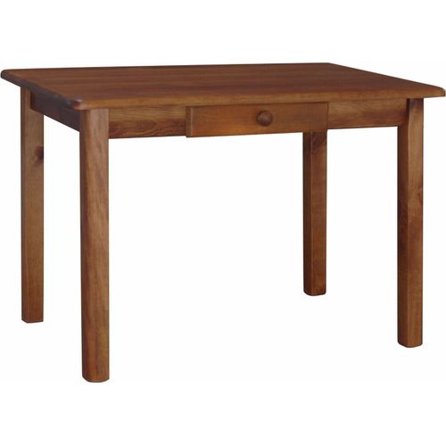 Tisch mit Schublade aus massivem Kiefernholz in der Farbe Eiche 100 x 60 cm