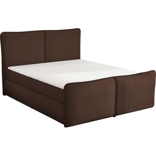 Boxspringbett BERIS 140 x 200 mit 2 Bettkästen, Bonell-Matratze und Topper. Farbe: Braun