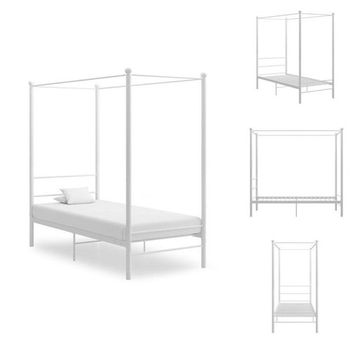 vidaXL Himmelbett Weiß Metall 90x200 cm - Betten & Bettgestelle