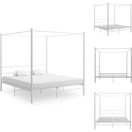 vidaXL Himmelbett Weiß Metall 180x200 cm - Betten & Bettgestelle