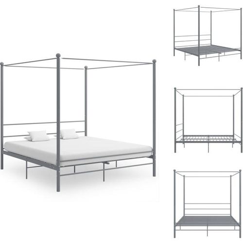 vidaXL Himmelbett Grau Metall 200x200 cm - Betten & Bettgestelle