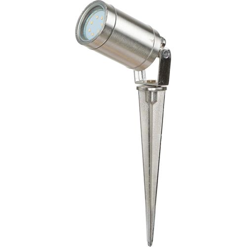 Verstellbare Außenlampe mit Erdspieß Messing in Nickel IP64 GU10 schwenkbar Wegeleuchte Gartenstrahler