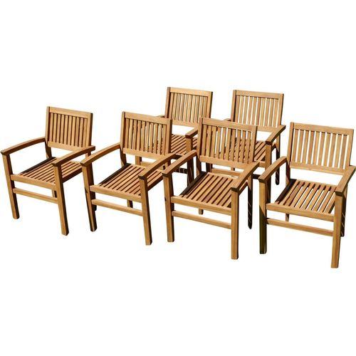 ASS 6Stk ECHT TEAK Design Gartensessel MIAMI Gartenstuhl Sessel Holzsessel Gartenmöbel Stapelstuhl Stapelsessel Teakholz sehr robust stapelbar