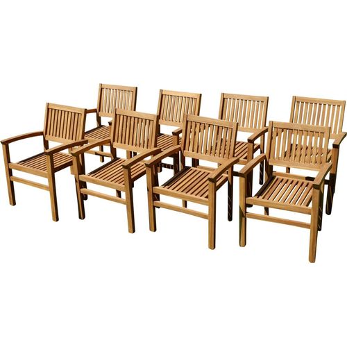 ASS 8Stk ECHT TEAK Design Gartensessel MIAMI Gartenstuhl Sessel Holzsessel Gartenmöbel Stapelstuhl Stapelsessel Teakholz sehr robust stapelbar