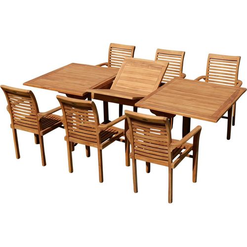 ASS Teak Set Gartengarnitur Tobago Ausziehtisch 180-240cm x 100cm mit 6 Alpen Sessel Serie JAV