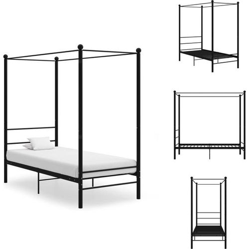vidaXL Himmelbett Schwarz Metall 90x200 cm - Betten & Bettgestelle