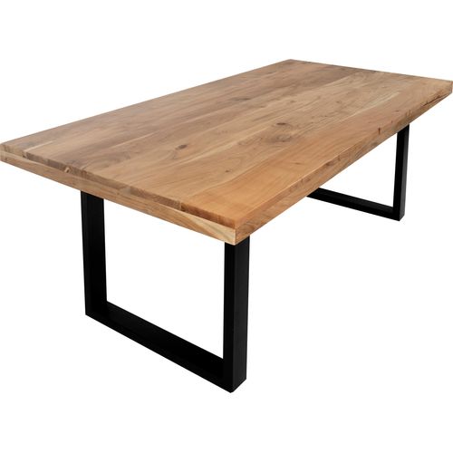 Esstisch Akazie Natur 280 x 100 cm massiv gerade Tischkanten U-Gestell schwarz RIO