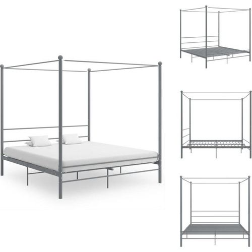 vidaXL Himmelbett Grau Metall 180x200 cm - Betten & Bettgestelle