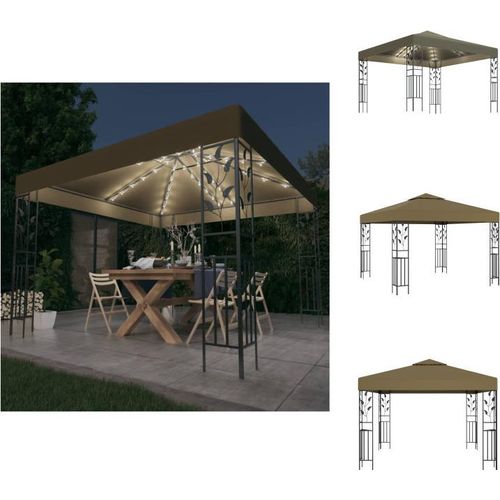 vidaXL Pavillon mit LED-Lichterkette 3x3 m Taupe - Pavillons & Partyzelte
