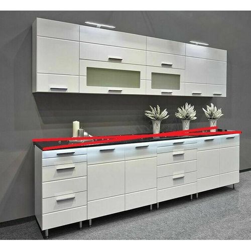 Küche FRESH 260cm MDF Weiss Hochglanz Soft-Close/OHNE ARBEITSPLATTEN