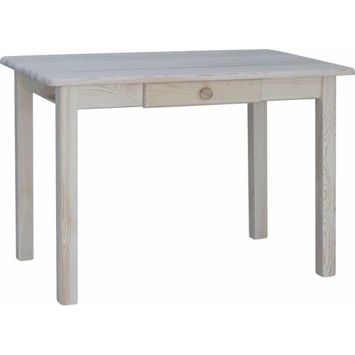 Tisch mit Schublade aus massivem Kiefernholz unbehandelt 120 x 70 cm