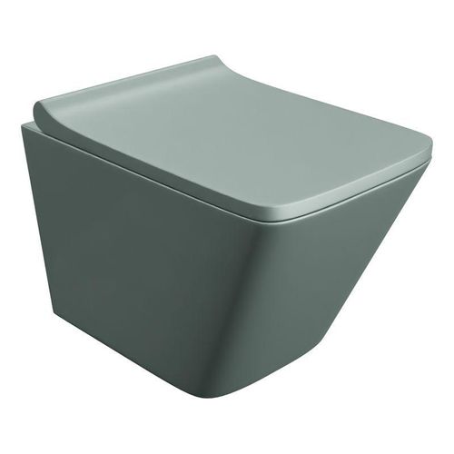 LAVITA Wand-WC Lago Grey | Hnge Toilette | Toilettendeckel mit Absenkautomatik & Metallscharniere | Toiletten Splrandlos Hngend | Toilettenbecken | 340x485x370 cm | Grau