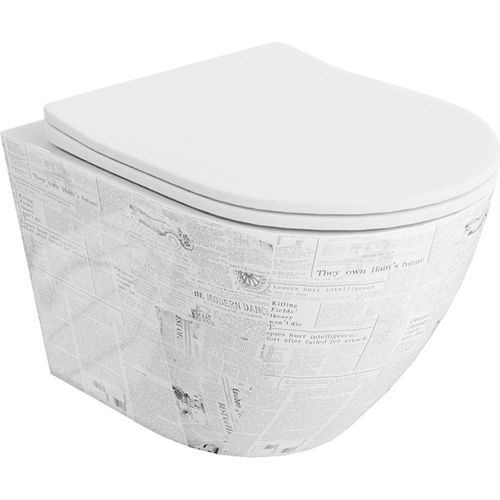 LAVITA Wand-WC Sofi Slim Paper | Hnge Toilette | Toilettendeckel mit Absenkautomatik & Metallscharniere | Toiletten Splrandlos Hngend | Toilettenbecken | 365x490x395 cm | Wei§er Glanz
