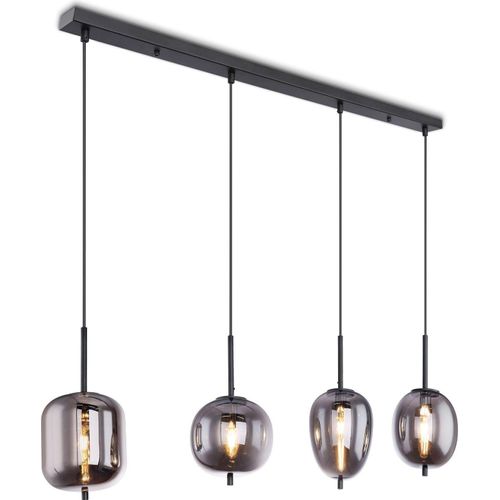 Hängelampe Esszimmer Hängeleuchte Wohnzimmer Rauchglas Pendelleuchte Schwarz