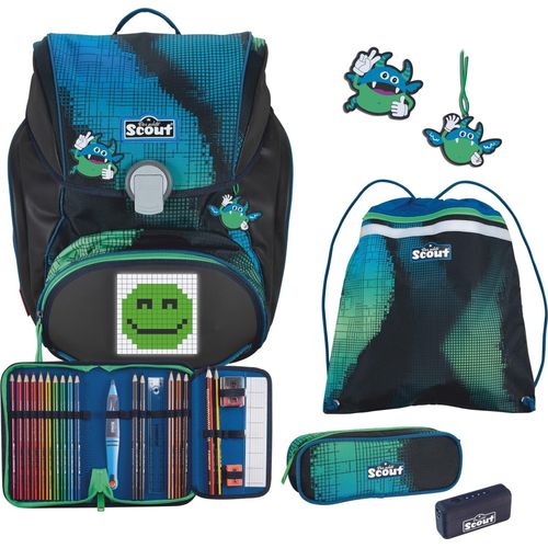 Scout Schulranzen Movie Star Alpha Set 4-teilig Blue Pixel blau