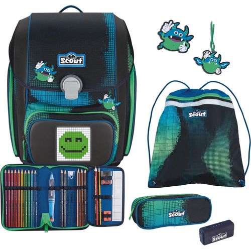 Scout Schulranzen Movie Star Genius Set 5-teilig Blue Pixel blau