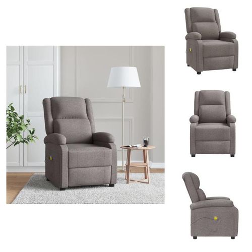 vidaXL Ohrensessel mit Massagefunktion Taupe Stoff - Massagesessel