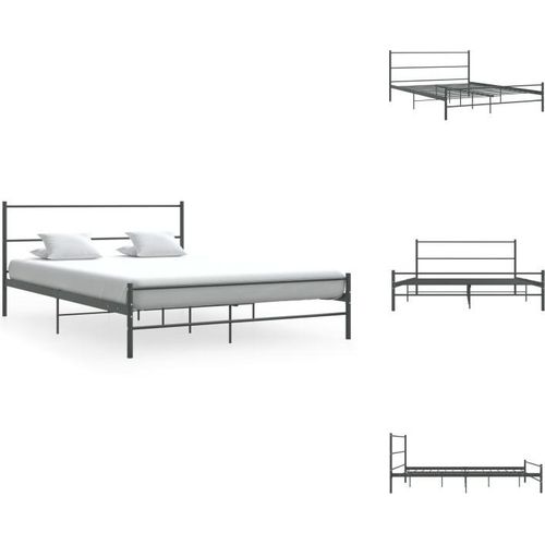 vidaXL Bettgestell Grau Metall 140×200 cm - Betten & Bettgestelle Image