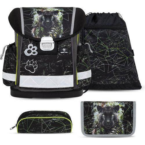 Belmil 403-13/AG/S Schulranzen Set 4 - teilig ergonomischer Schulranzen Jungen 1. klasse 2. klasse 3. klasse - Super Leicht 930-990 g/ Grundschule (403-13/AG/S Black Panther)