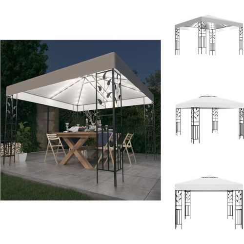 vidaXL Pavillon mit LED-Lichterkette 3x3 m Weiß - Pavillons & Partyzelte