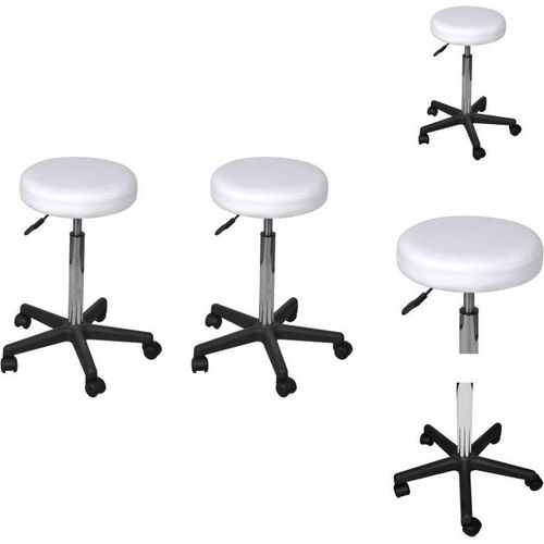 vidaXL Bürohocker 2 Stk. Weiß 35,5x84 cm Kunstleder - Bürostühle