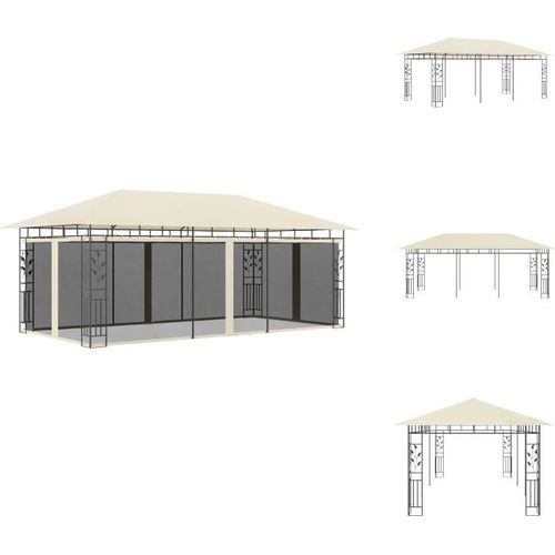 vidaXL Pavillon mit Moskitonetz 6x3x2,73 m Creme - Pavillons & Partyzelte
