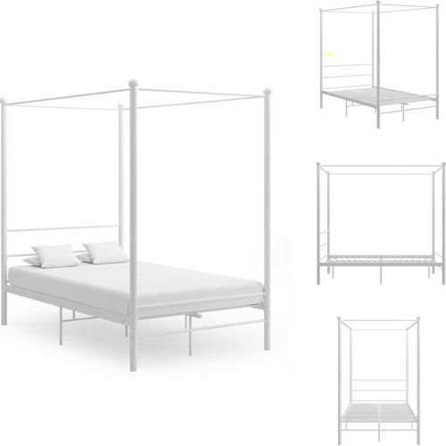 vidaXL Himmelbett Weiß Metall 140x200 cm - Betten & Bettgestelle