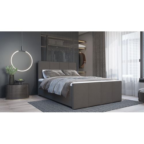 SALES LEADER Boxspringbett DUBLIN 180x200 cm Polsterbett mit zwei Bettkästen, Komplett-Set mit Matratze und Topper (4cm), Graphit, Bett Stoff SZTRUKS L02
