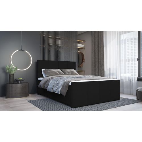 SALES LEADER Boxspringbett DUBLIN 120x200 cm Polsterbett mit zwei Bettkästen, Komplett-Set mit Matratze und Topper (4cm), Schwarz, Bett Stoff SZTRUKS 21